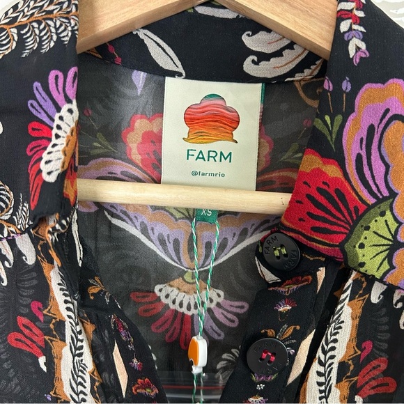 Farm Rio Classic Garden Black Floral Dress - Picture 5 of 6